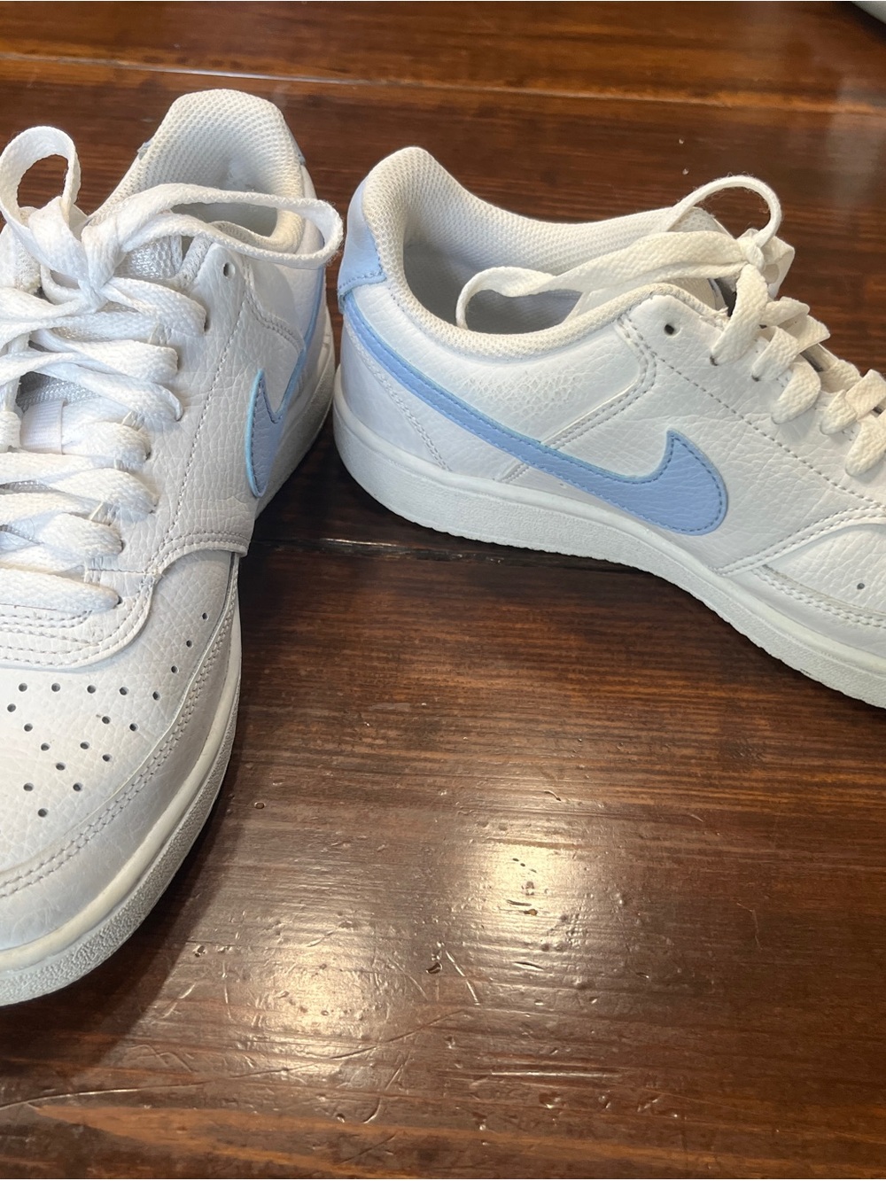 Nike Court Vision Low CD5434-115 White Sneakers with Pale Blue Swoosh Accent